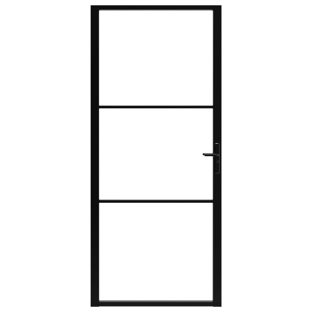 Binnendeur 102,5x201,5 cm ESG-glas en aluminium zwart