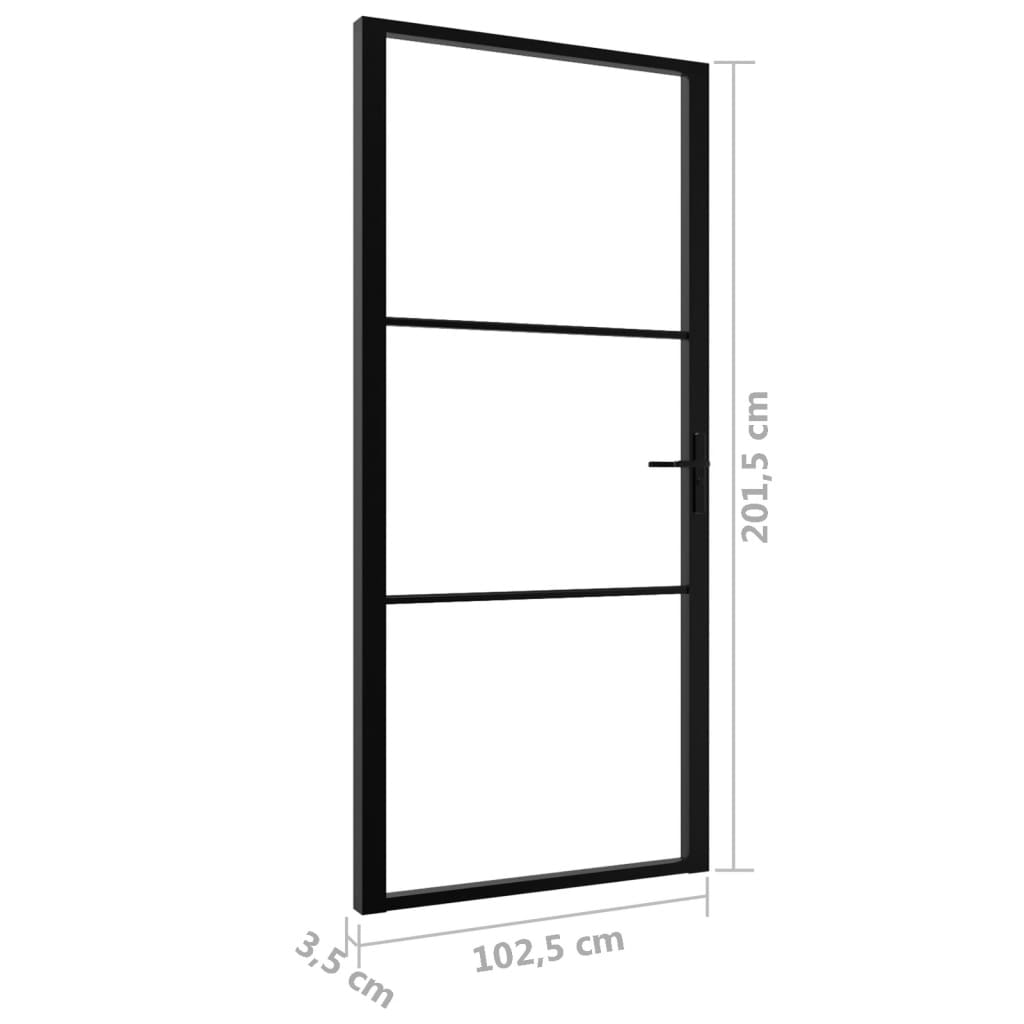 Binnendeur 102,5x201,5 cm ESG-glas en aluminium zwart