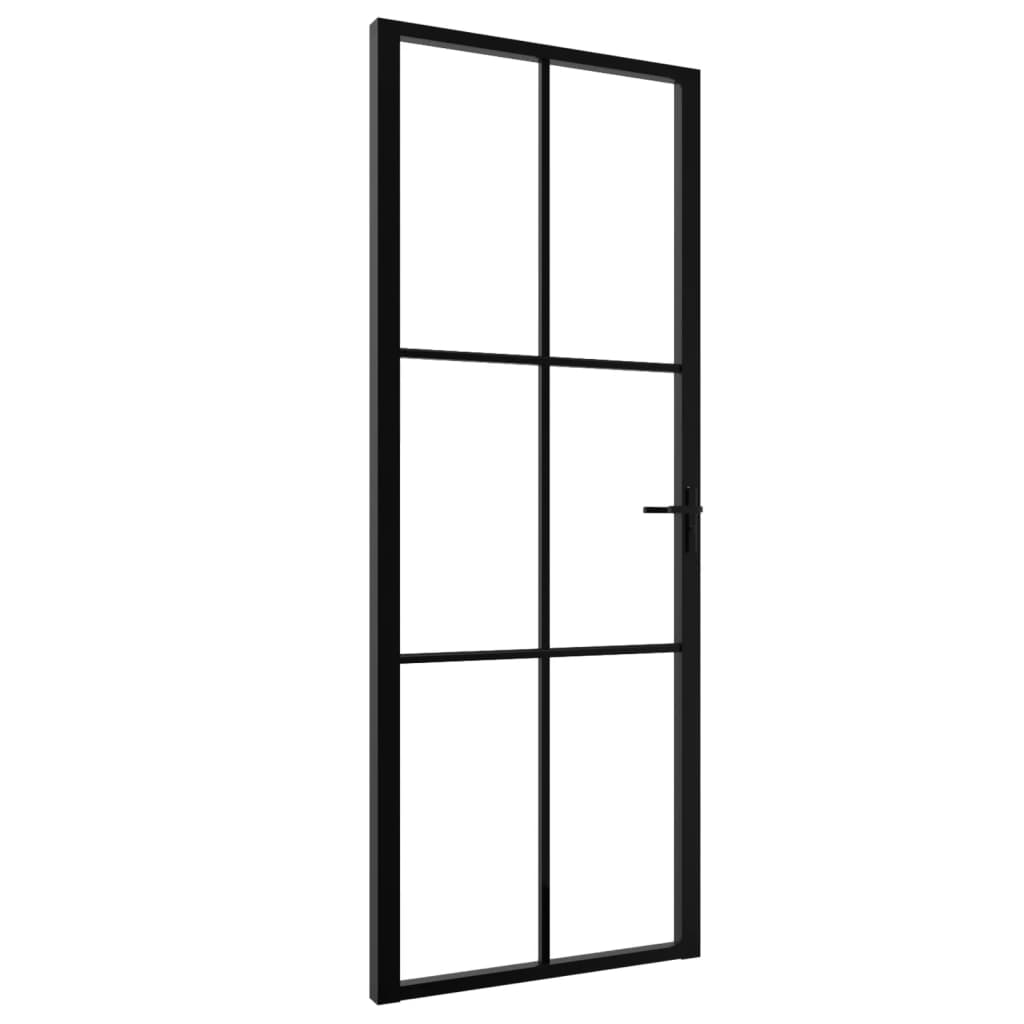 Binnendeur 76x201,5 cm ESG-glas en aluminium zwart