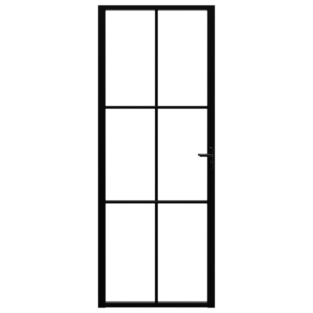 Binnendeur 76x201,5 cm ESG-glas en aluminium zwart