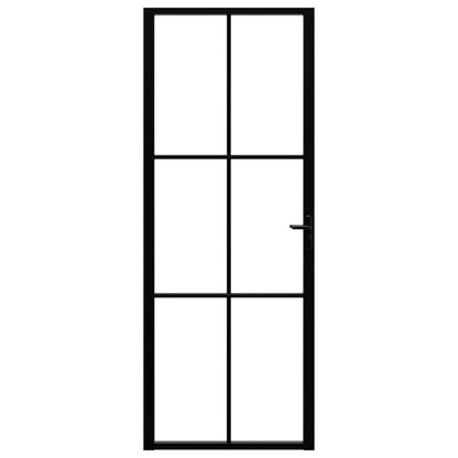 Binnendeur 76x201,5 cm ESG-glas en aluminium zwart