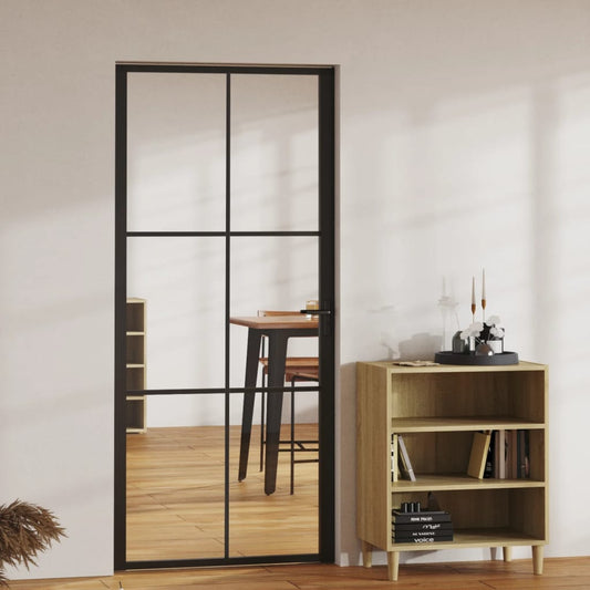 Binnendeur 93x201,5 cm ESG-glas en aluminium zwart
