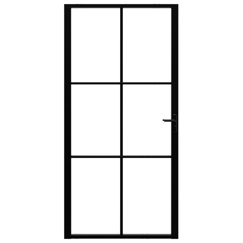 Binnendeur 102,5x201,5 cm ESG-glas en aluminium zwart