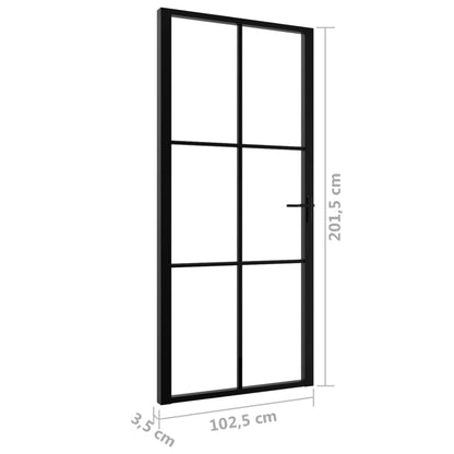 Binnendeur 102,5x201,5 cm ESG-glas en aluminium zwart