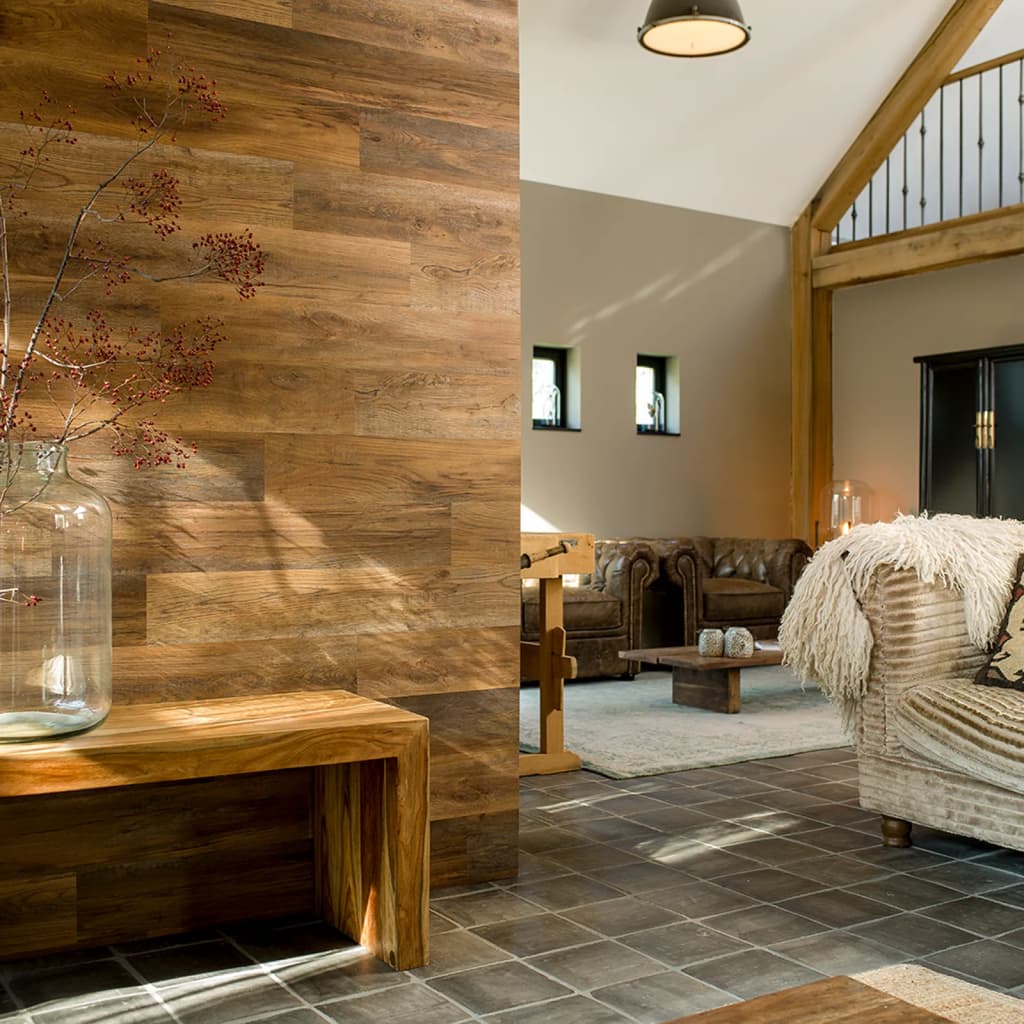 Wallart Planken Gl-Wa34 Hout-Look Schuurhout Eiken 30 Omberbruin