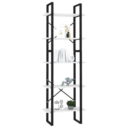 Boekenkast met 5 schappen 60x30x175 cm bewerkt hout wit