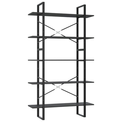 Boekenkast met 5 schappen 100x30x175 cm bewerkt hout grijs