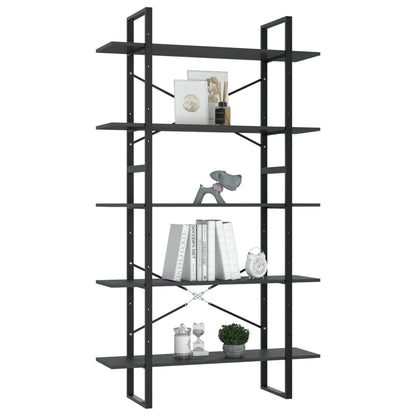 Boekenkast met 5 schappen 100x30x175 cm bewerkt hout grijs