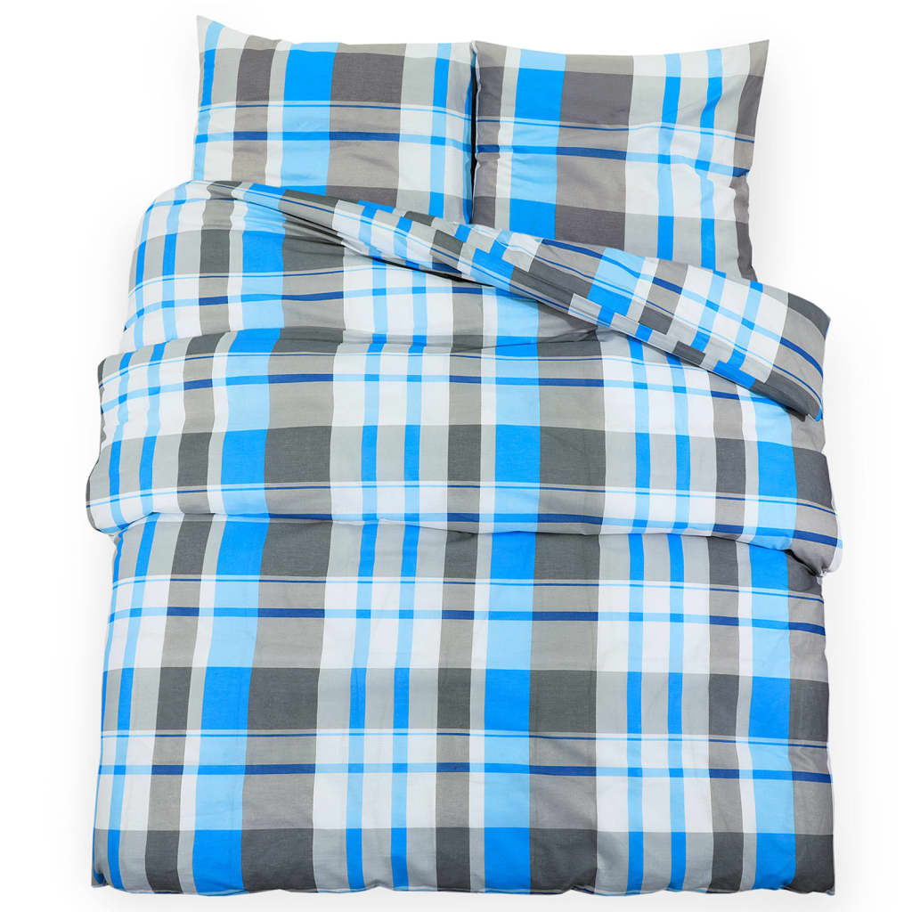 Dekbedovertrekset 140x200 cm katoen blauw en grijs