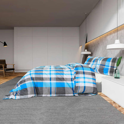 Dekbedovertrekset 220x240 cm katoen blauw en grijs