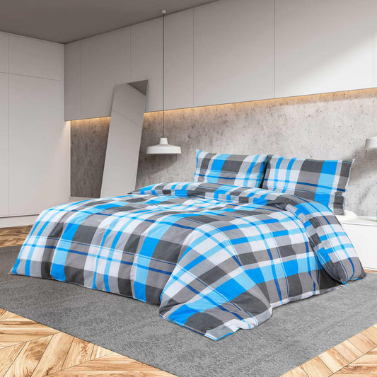 Dekbedovertrekset 155x220 cm katoen blauw en grijs