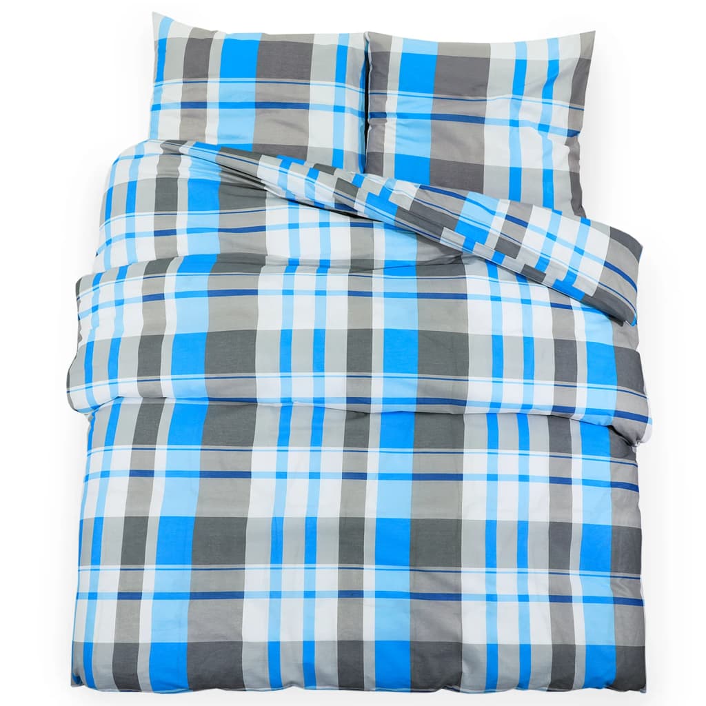 Dekbedovertrekset 140x200 cm katoen blauw en grijs