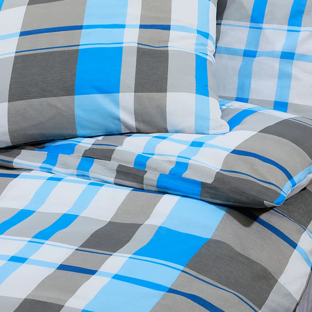 Dekbedovertrekset 200x200 cm katoen blauw en grijs
