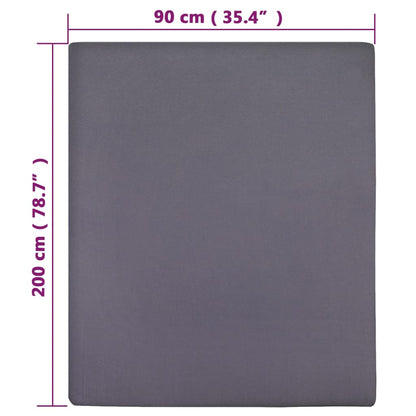 Hoeslakens 2 st jersey 90x200 cm katoen antracietkleurig