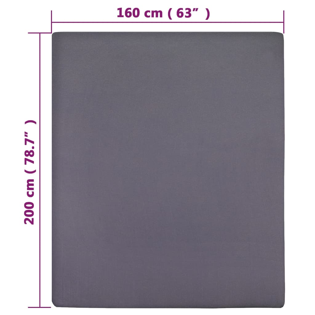 Hoeslakens 2 st jersey 160x200 cm katoen antracietkleurig