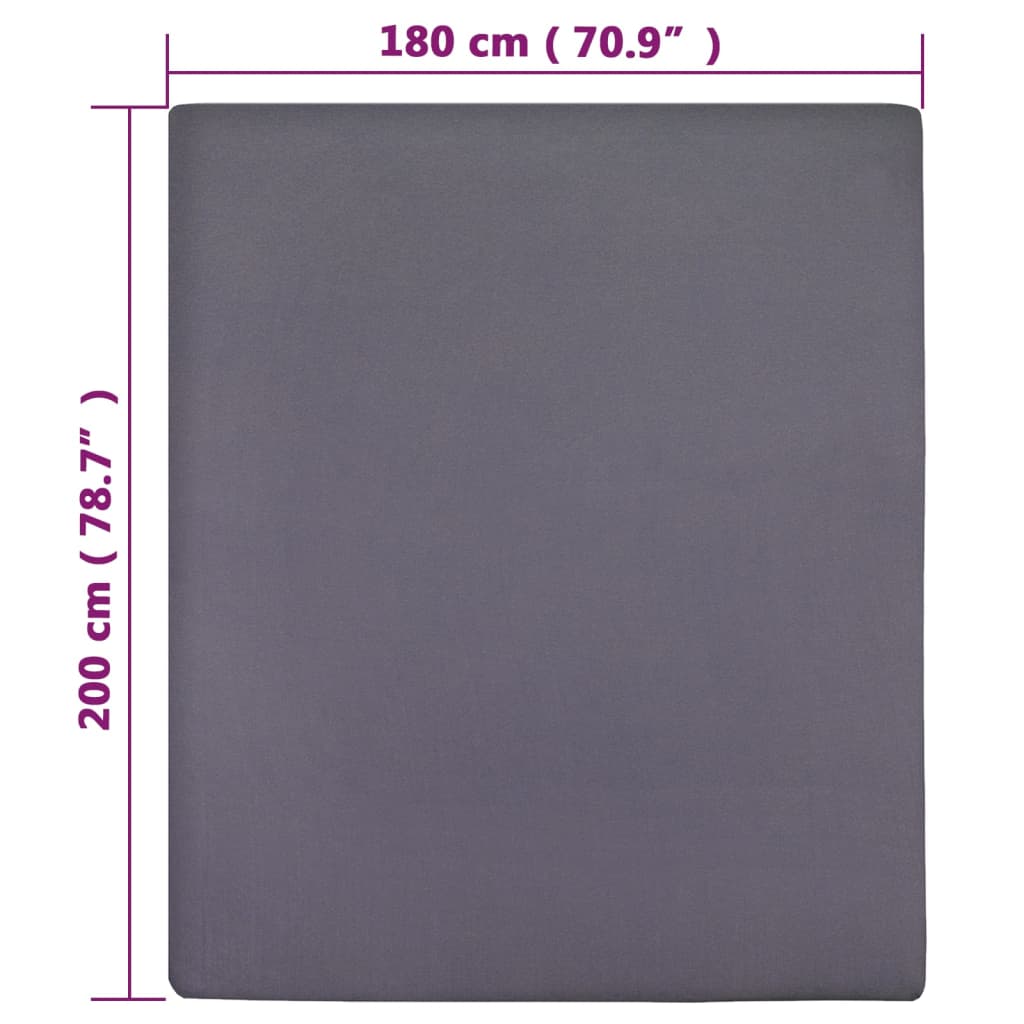 Hoeslakens 2 st jersey 180x200 cm katoen antracietkleurig