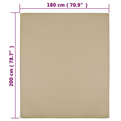 Hoeslakens jersey 2 st 180x200 cm katoen taupe