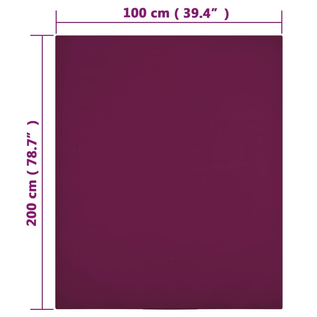 Hoeslakens 2 st jersey 100x200 cm katoen bordeauxrood