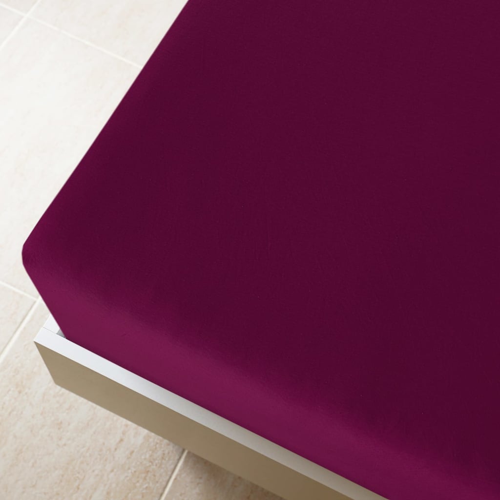 Hoeslakens jersey 2 st 180x200 cm katoen bordeauxrood