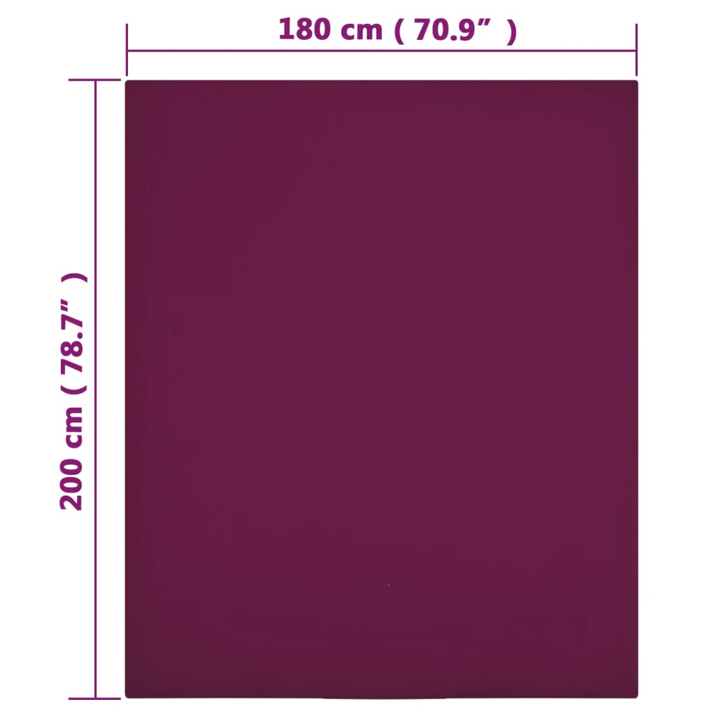 Hoeslakens jersey 2 st 180x200 cm katoen bordeauxrood