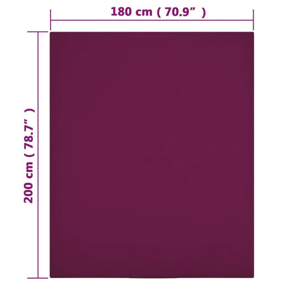Hoeslakens jersey 2 st 180x200 cm katoen bordeauxrood