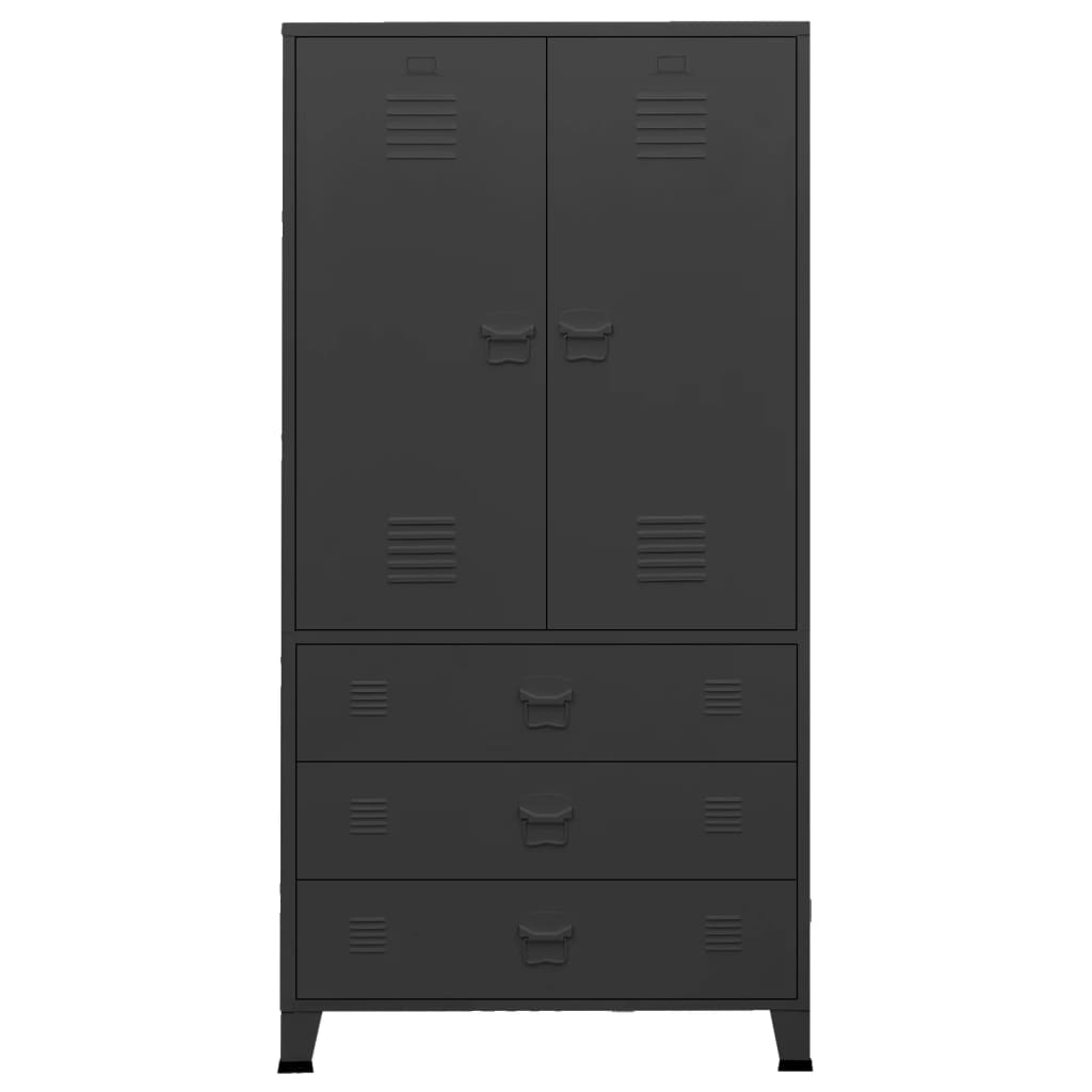Kledingkast industrieel 90x50x180 cm metaal zwart