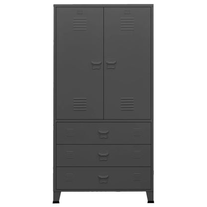 Kledingkast industrieel 90x50x180 cm metaal antracietkleurig