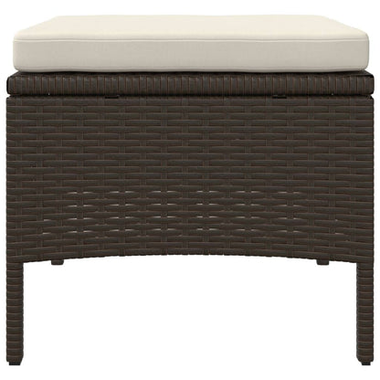 Tuinbank 2-zits met tafel en voetenbanken poly rattan bruin