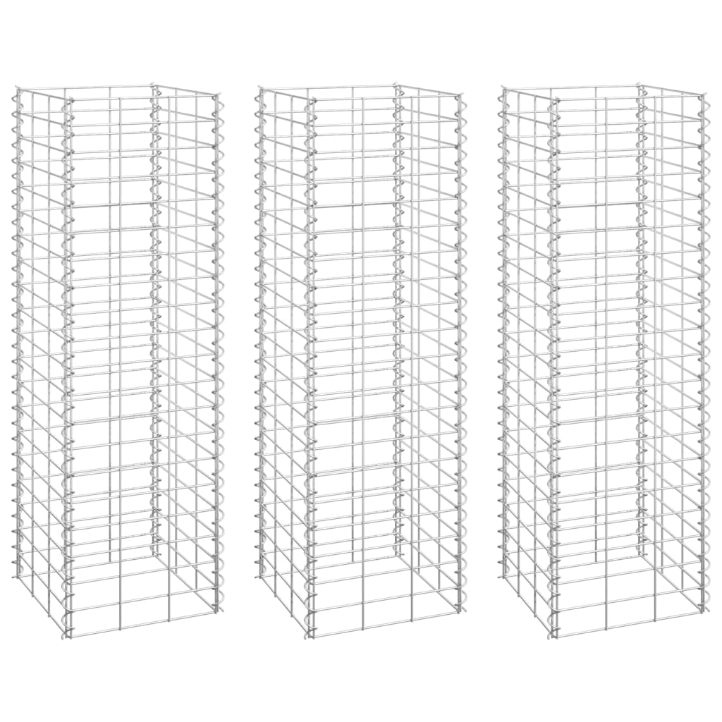 Schanskorf Plantenbakken 3 St Verhoogd 30X30X100 Cm Ijzer 30 x 30 x 100 cm (3 pcs)