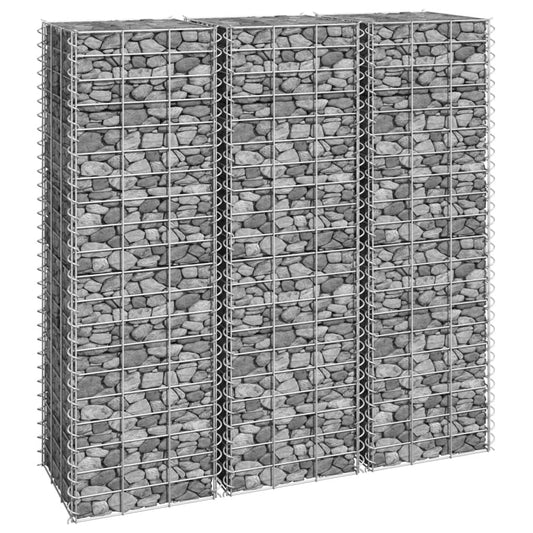 Schanskorf Plantenbakken 3 St Verhoogd 30X30X100 Cm Ijzer 30 x 30 x 100 cm (3 pcs)