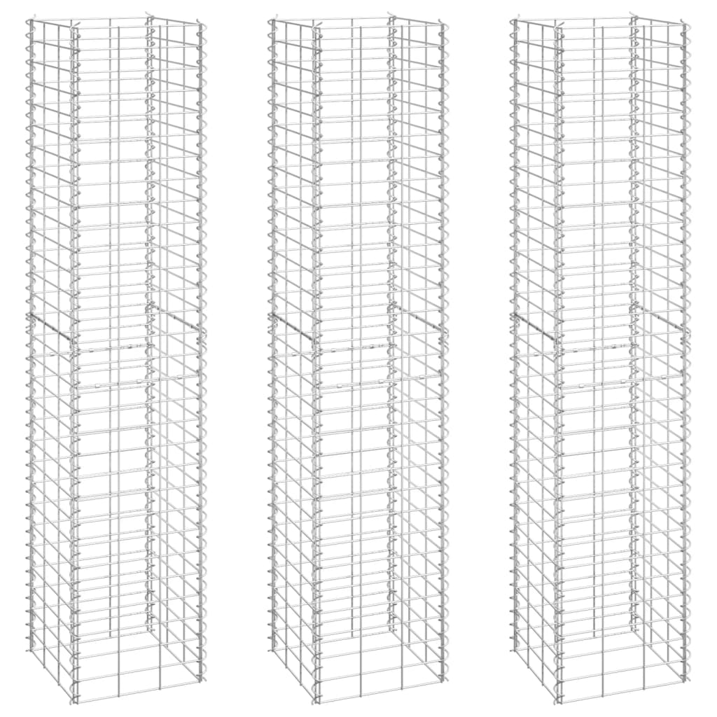 Schanskorf Plantenbakken 3 St Verhoogd 30X30X150 Cm Ijzer 30 x 30 x 150 cm (3 pcs)