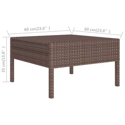 8-delige Loungeset met kussens poly rattan bruin