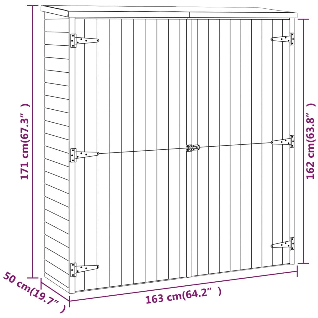 Tuinschuur 163x50x171 cm massief grenenhout