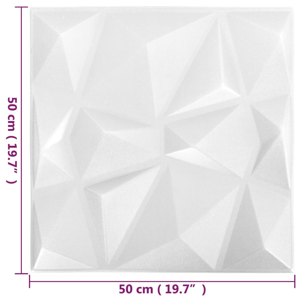 Wandpanelen 3D 6 M² 50X50 Cm 24 Diamantwit