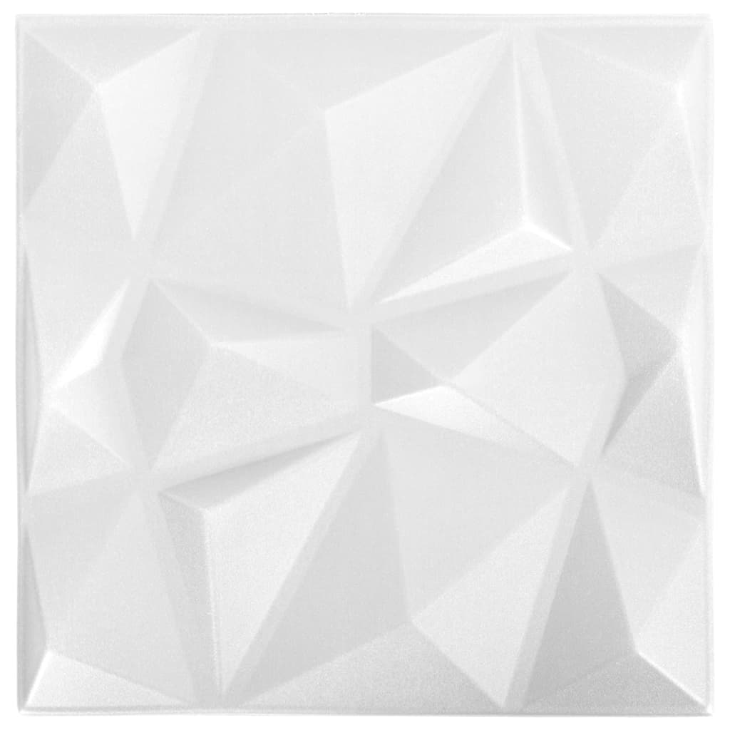 Wandpanelen 3D Diamant 12 M² 50X50 Cm Wit 48 Diamantwit