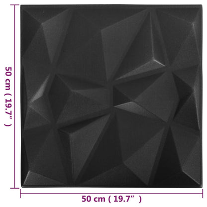 Wandpanelen 3D 12 M² 50X50 Cm 48 Diamantzwart