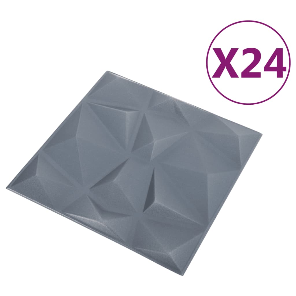 Wandpanelen 3D Diamant 6 M² 50X50 Cm Grijs 24 Diamantgrijs