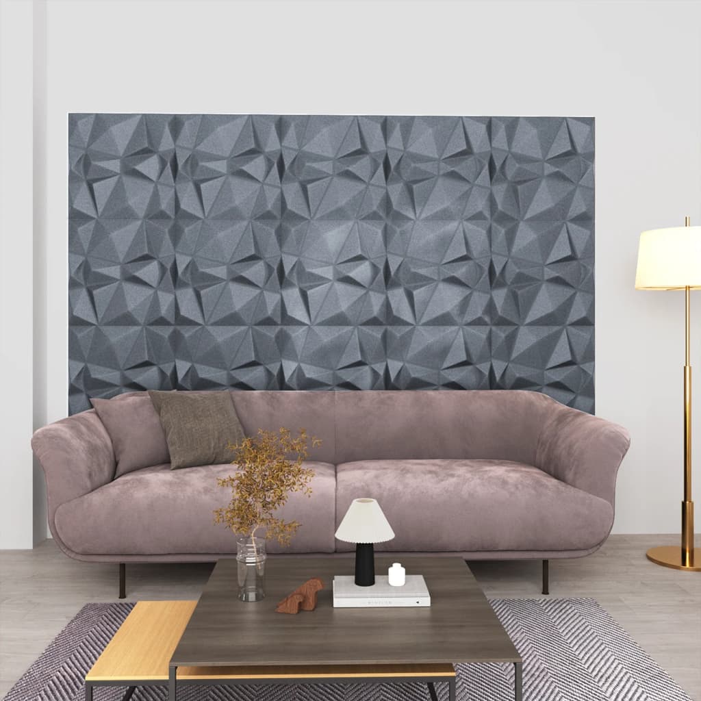 Wandpanelen 3D Diamant 6 M² 50X50 Cm Grijs 24 Diamantgrijs
