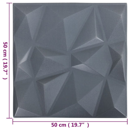 Wandpanelen 3D Diamant 12 M² 50X50 Cm Grijs 48 Diamantgrijs