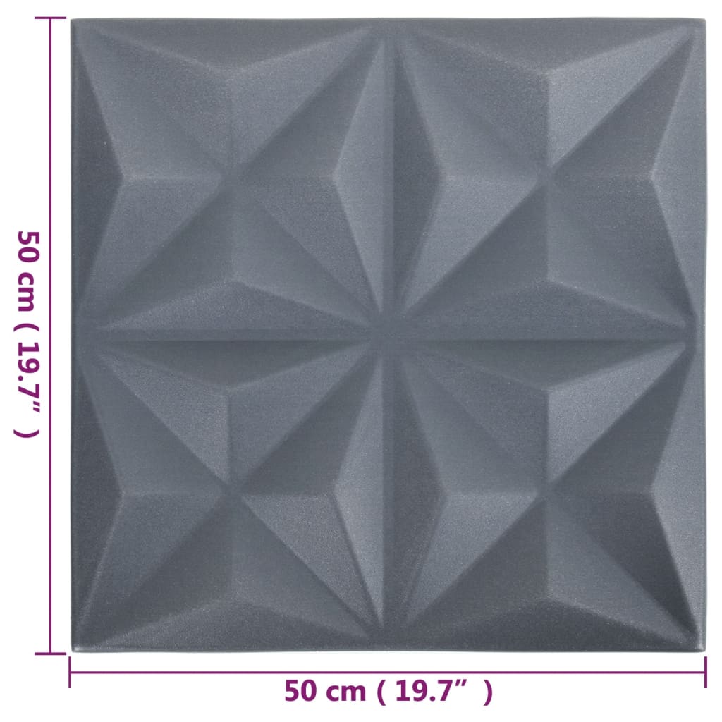 Wandpanelen 3D Origami 12 M² 50X50 Cm Grijs 48 Origamigrijs
