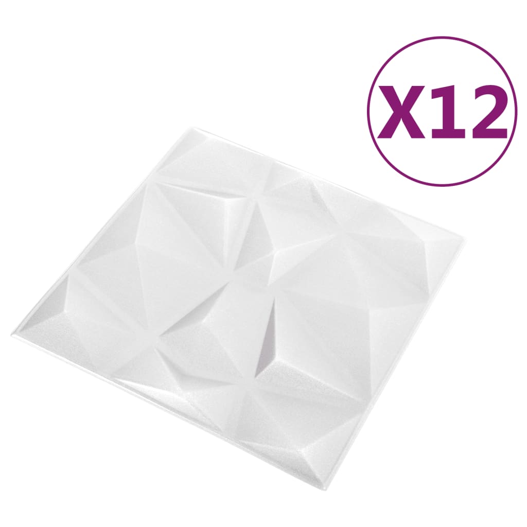 Wandpanelen 3D Diamant 3 M² 50X50 Cm Wit 12 Diamantwit