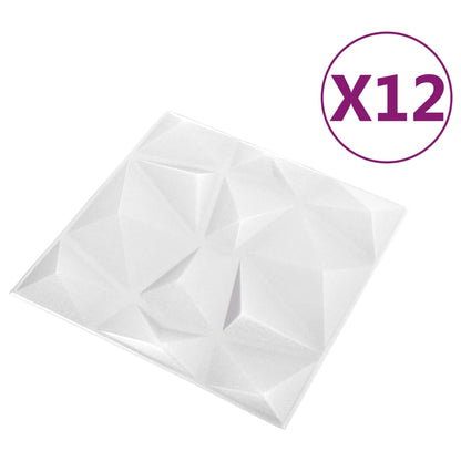 Wandpanelen 3D Diamant 3 M² 50X50 Cm Wit 12 Diamantwit