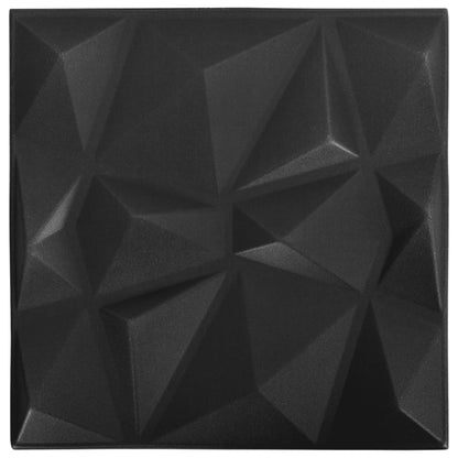 Wandpanelen 3D Diamant 3 M² 50X50 Cm Zwart 12 Diamantzwart