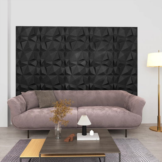 Wandpanelen 3D Diamant 3 M² 50X50 Cm Zwart 12 Diamantzwart