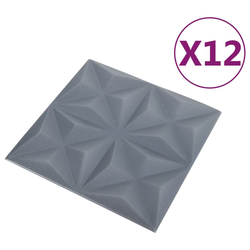 Wandpanelen 3D Origami 3 M² 50X50 Cm Grijs 12 Origamigrijs
