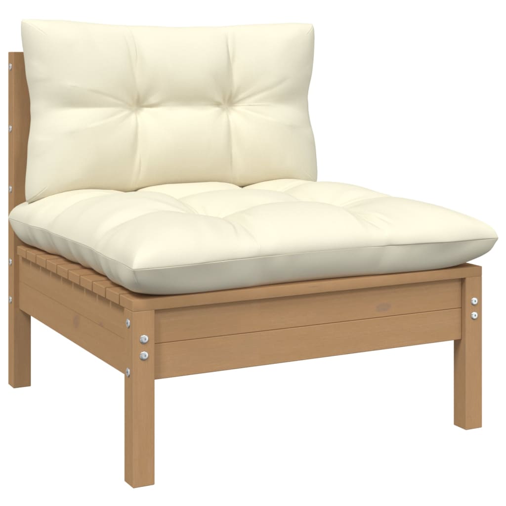 4-delige Loungeset met kussens grenenhout honingbruin