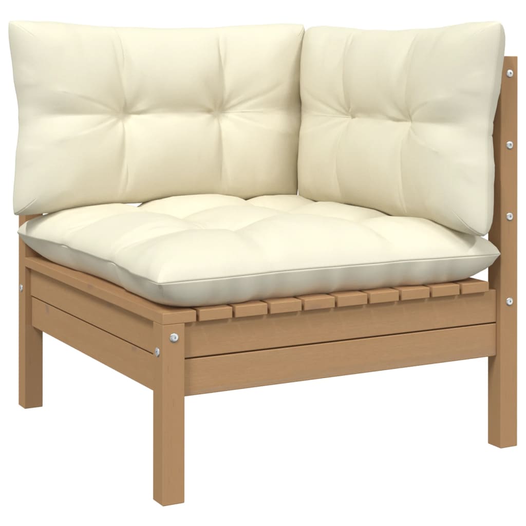4-delige Loungeset met kussens grenenhout honingbruin