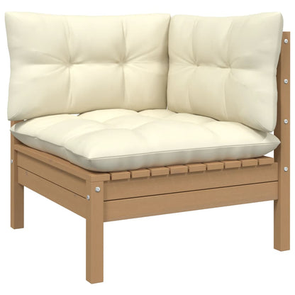 4-delige Loungeset met kussens grenenhout honingbruin