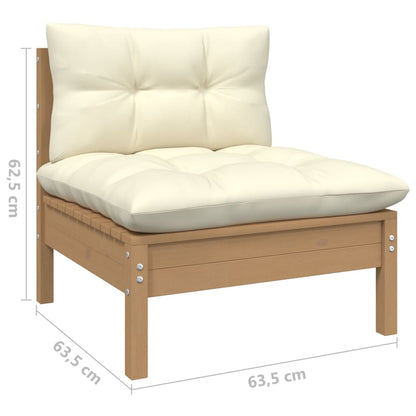 4-delige Loungeset met kussens grenenhout honingbruin