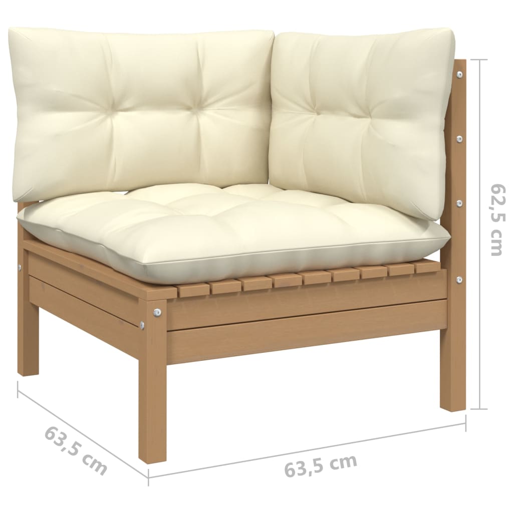 4-delige Loungeset met kussens grenenhout honingbruin
